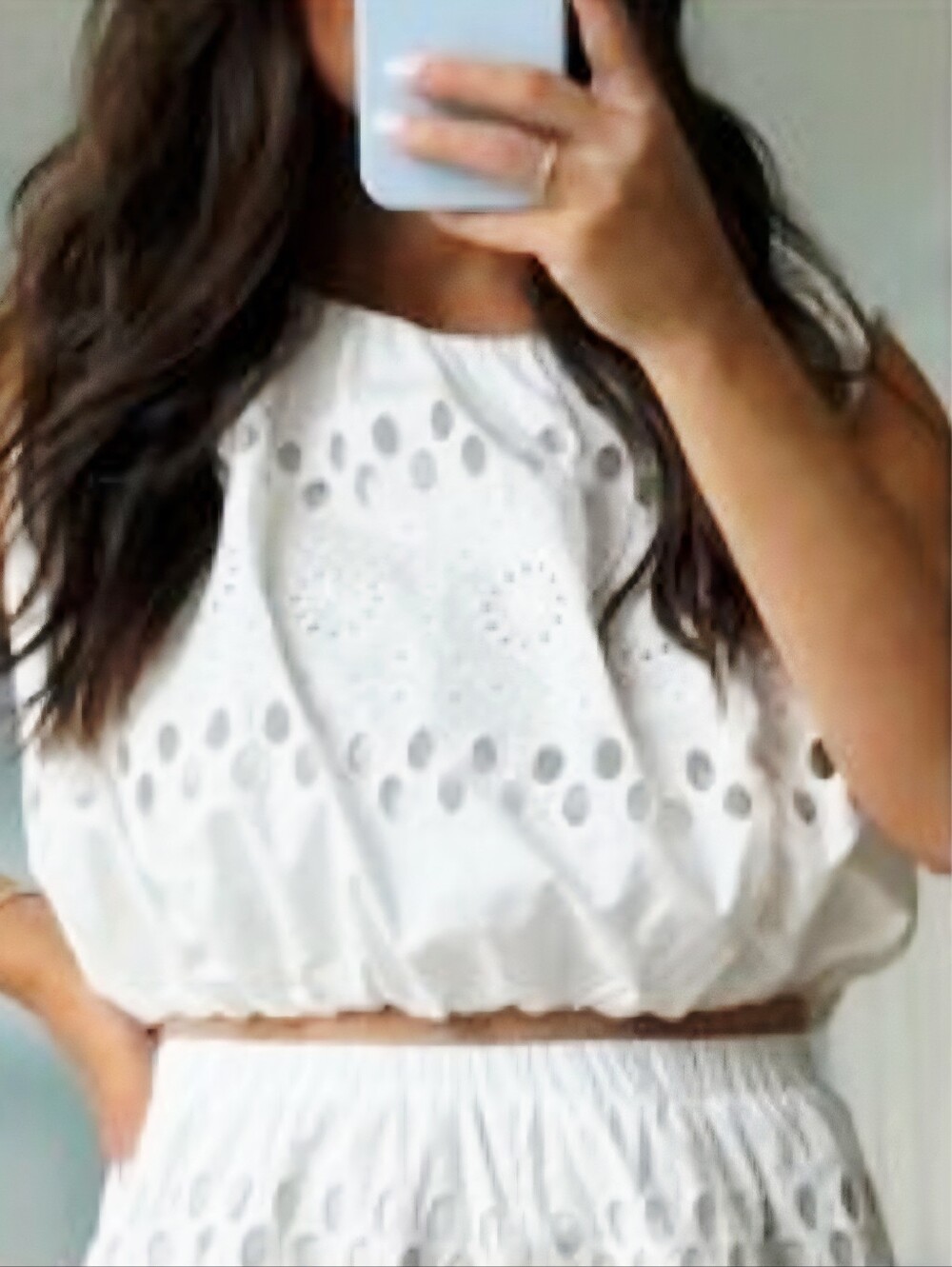 NWOT Talulah White Eyelet Lace Crop Blouse Puff Hem Size Small